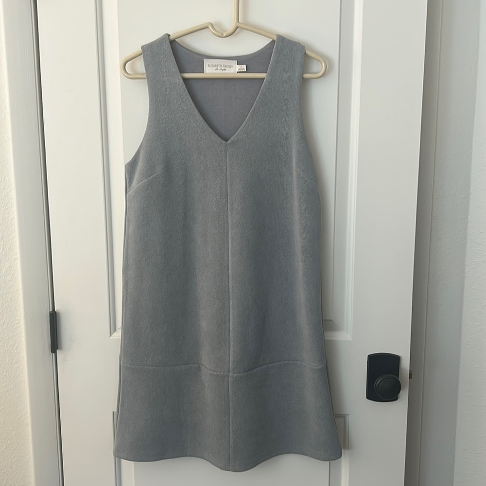 Anthropologie Gray V-Neck Sleeveless A-Line Dress